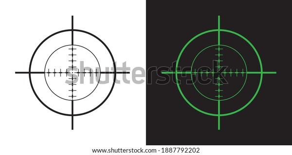 Gun Sight Crosshairs Bullseye Isolated Vector\
Illustration in Black and\
Green