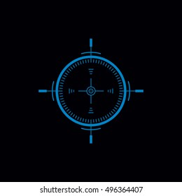 Gun Sight Flat Vector Monochrome