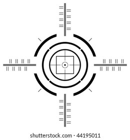 Gun sight template over square white background