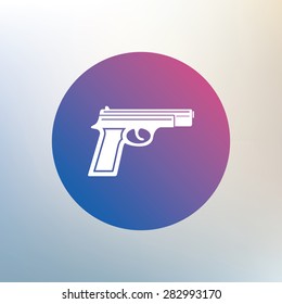Gun sign icon. Firearms weapon symbol. Icon on blurred background. Vector