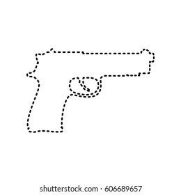 Gun sign illustration. Vector. Black dashed icon on white background. Isolated.