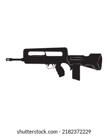 Silueta de arma sobre un respaldo blanco.