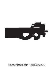 Silueta de arma sobre un respaldo blanco.