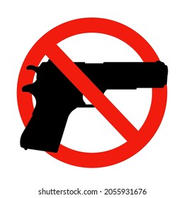 Gun Silhouette Stop Sign Gun Violence Awareness Icon. Clipart Image Isolated On White Background.