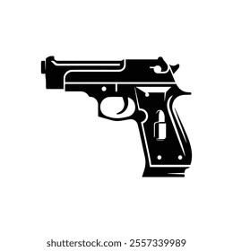 Gun Silhouette Vector, Gun silhouette, simple black icon with shadow
