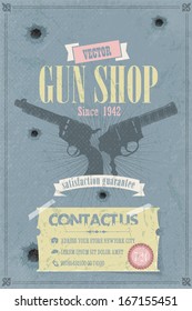 Gun Store Flyer Poster Retro Template