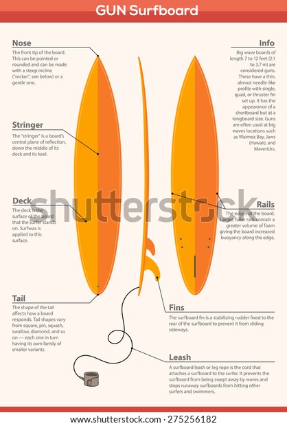 Gun surfboard vector info\
graphics