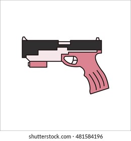 Gun symbol sign flat con on background