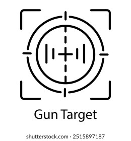 Ícone de alvo de arma projetado em estilo de linha 