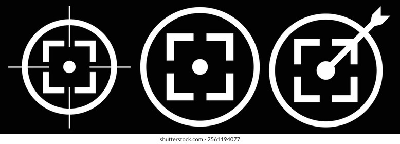 Gun target icon. Target line icon set. objective ambition goal vector icon. Business mission sign. opportunity pictogram. purpose or aim line icon.
