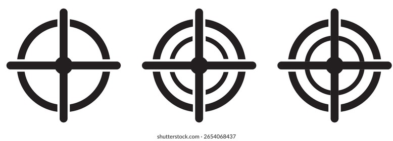 Ícone de alvo de arma. conjunto de símbolos vetoriais modernos. Símbolo de cruz em estilo infográfico. Ilustração vetorial. 