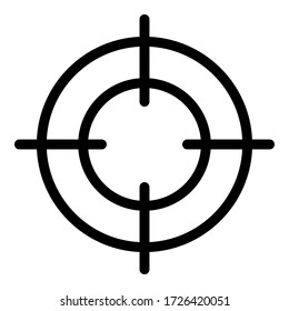 Icono de destino de armas. Icono de vector de cañón de contorno para diseño web aislado en fondo blanco
