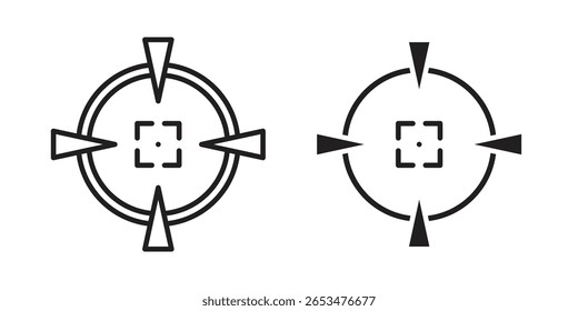 Gun target icon, outline vector sign, linear and solid style pictogram isolated on white.