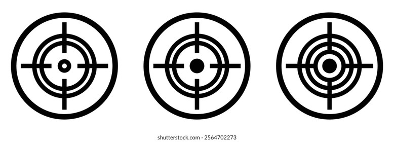 Gun target icon set on isolated background.