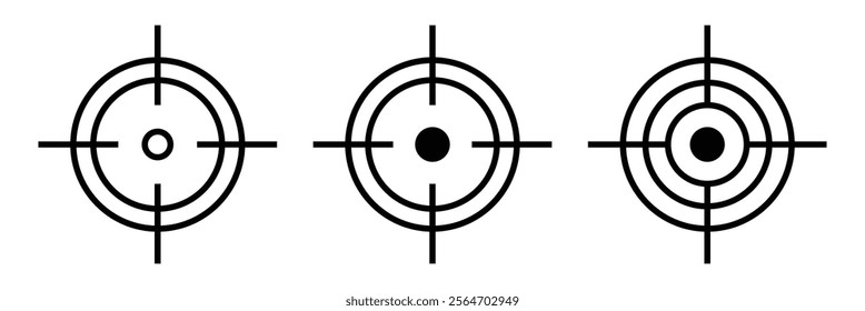 Gun Target Icon Vector Design for Shooting Practice or Aim Training. Bullseye Gun Target Icon. Gun Target Icon in Modern Flat Style. Vector Illustration.