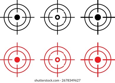 Gun target icons collection, Editable Stroke symbol, target icons, shooting symbols vector design, Vector illustration collection. outline illustration vector symbol,
