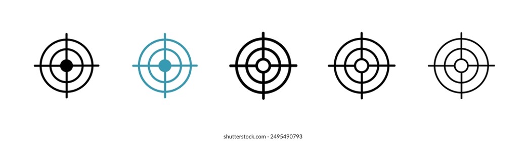 Gun target line icon vector set.
