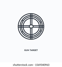 Gun target outline icon. Simple linear element illustration. Isolated line Gun target icon on white background. Thin stroke sign can be used for web, mobile and UI.