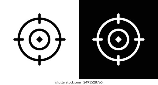Gun target outlined icon set in black and white colors