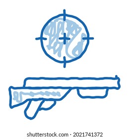 Gun Targeting sketch icon vector. Hand drawn blue doodle line art Gun Targeting sign. isolated symbol illustration