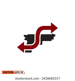 Pistole technisches Pfeil-Symbol Vektor-Grafik der Vorlage, Zeichen und Symbol-Logo