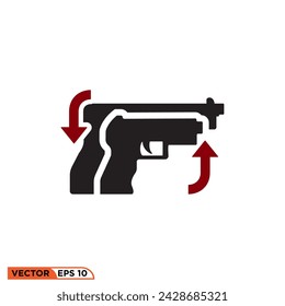 Icono de flecha técnica de arma gráfico vectorial de plantilla, signo y símbolo logo