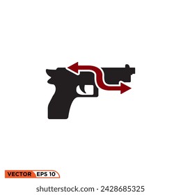 Gun technical arrow icon vector graphic of template, sign and symbol logo