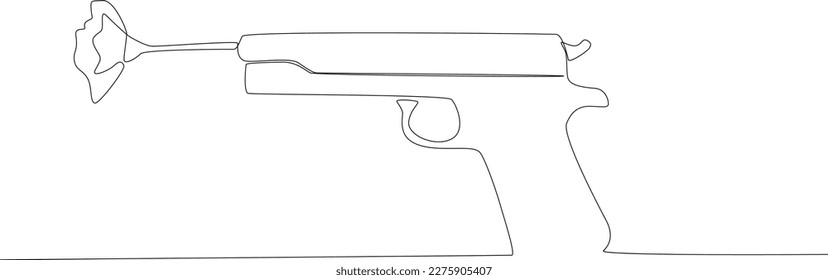 A gun that should not be used freely. Anti-terrorism day one line drawing