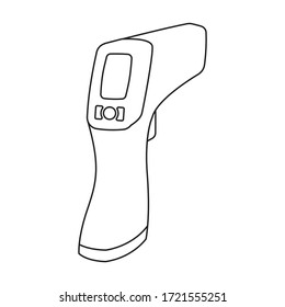 Icono vectorial de termómetro de pistón.Icono vector de contorno aislado en termómetro de cañón de fondo blanco.