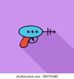 Gun toy icon. Flat vector related icon with long shadow for web and mobile applications. It can be used as - logo, pictogram, icon, infographic element. Vector Illustration.