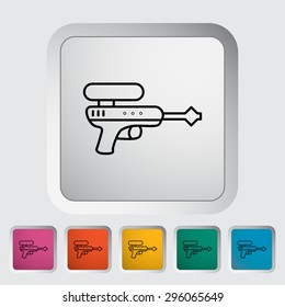 Gun toy thin line flat vector related icon set for web and mobile applications. It can be used as - logo, pictogram, icon, infographic element. Vector Illustration. 