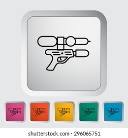 Gun toy thin line flat vector related icon set for web and mobile applications. It can be used as - logo, pictogram, icon, infographic element. Vector Illustration. 