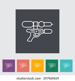 Gun toy thin line flat vector related icon set for web and mobile applications. It can be used as - logo, pictogram, icon, infographic element. Vector Illustration. 