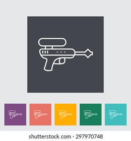 Gun toy thin line flat vector related icon set for web and mobile applications. It can be used as - logo, pictogram, icon, infographic element. Vector Illustration. 