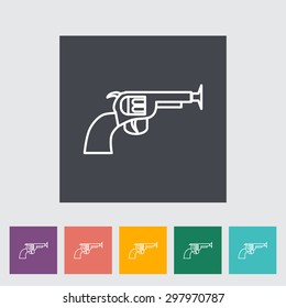Gun toy thin line flat vector related icon set for web and mobile applications. It can be used as - logo, pictogram, icon, infographic element. Vector Illustration. 