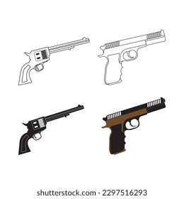Gun vector icon illustration logo template.