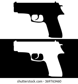 Gun. Vector icon. Isolated on  white and black background.