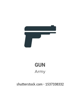 Gun vector icon on white background. Flat vector gun icon symbol sign from modern army collection for mobile concept and web apps design.