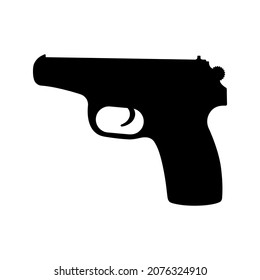 Gun Vektorsymbol auf weißem Hintergrund. Pistol einfache Ikone. Isolierte Vektorsilhouette.