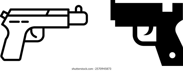 "Gun Vector Icon Set – Firearm and Weaponry Symbols"