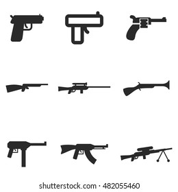 gun vector icons. Simple illustration set of 9 gun elements, editable icons, can be used in logo, UI and web design