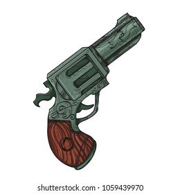 Gun. Vector illustration isolated on white background for tattoos, print on T-shirts and other items.