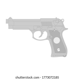 Ilustración vectorial de arma, aislamiento en fondo blanco.