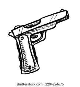 Ilustración vectorial de arma sobre fondo blanco