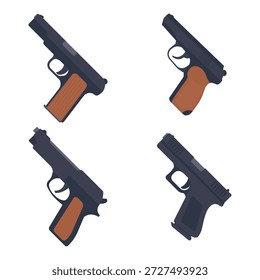 gun vector illustrations – pistol and firearm icon collection