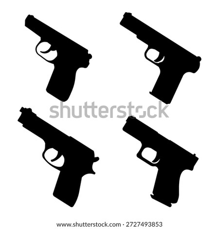 gun vector illustrations – pistol and firearm icon collection