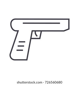 gun vector line icon, sign, illustration on background, editable strokes