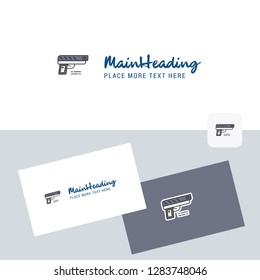 Gun vector logotype with business card template. Elegant corporate identity. - Vector