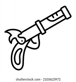 Gun Vector Outline Icon Isolated On White Background
 