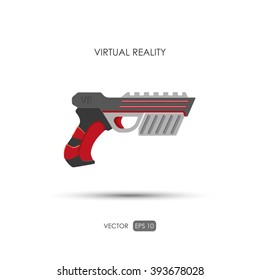 Gun for virtual reality system. Game weapons. Vector illustration